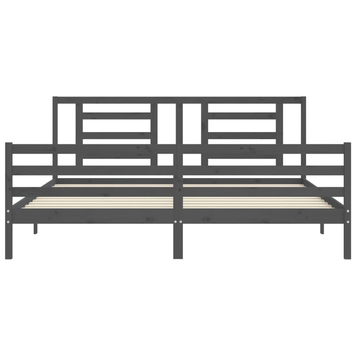 sengeramme med sengegavl 200x200 cm massivt træ grå