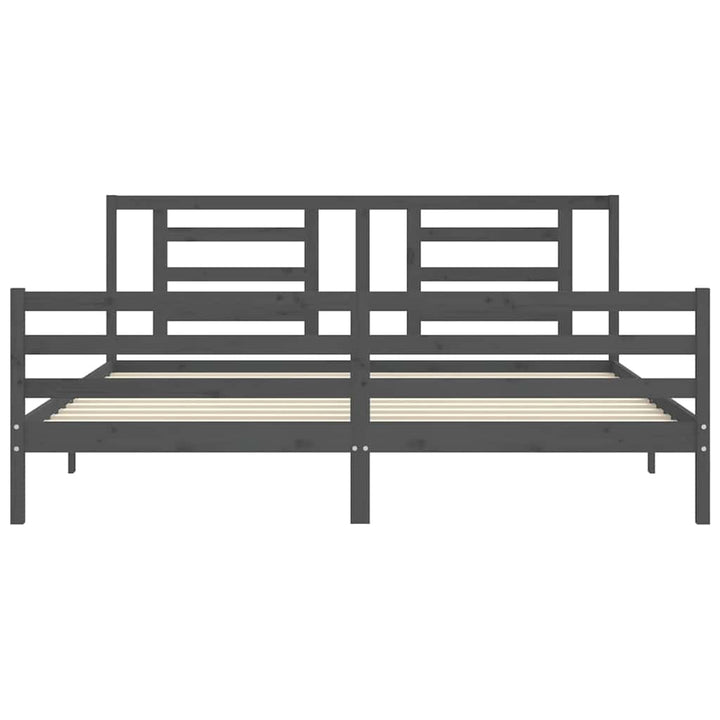 sengeramme med sengegavl 200x200 cm massivt træ grå