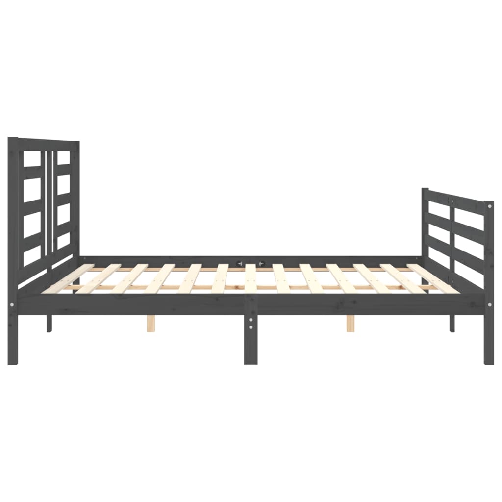 sengeramme med sengegavl 200x200 cm massivt træ grå