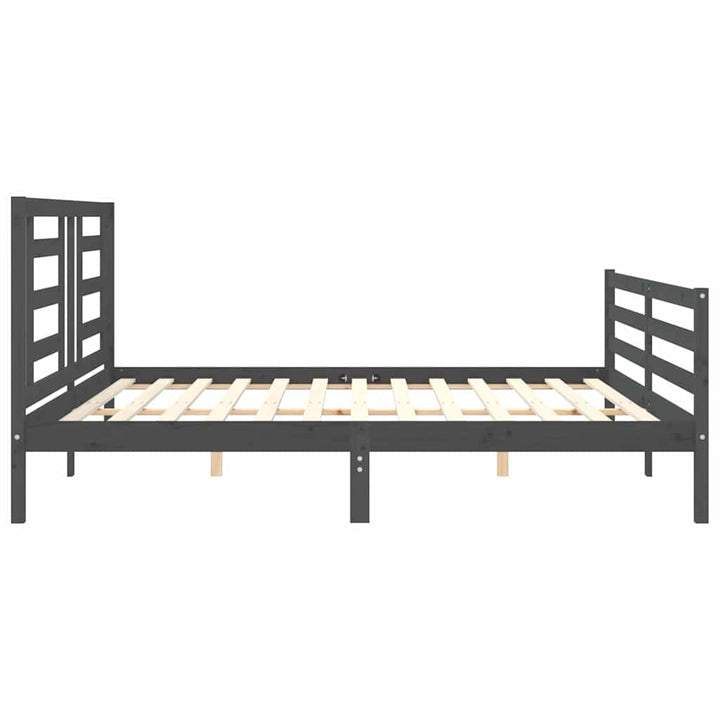 sengeramme med sengegavl 200x200 cm massivt træ grå
