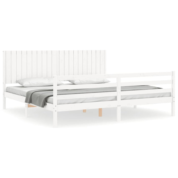 sengeramme med sengegavl 200x200 cm massivt træ hvid