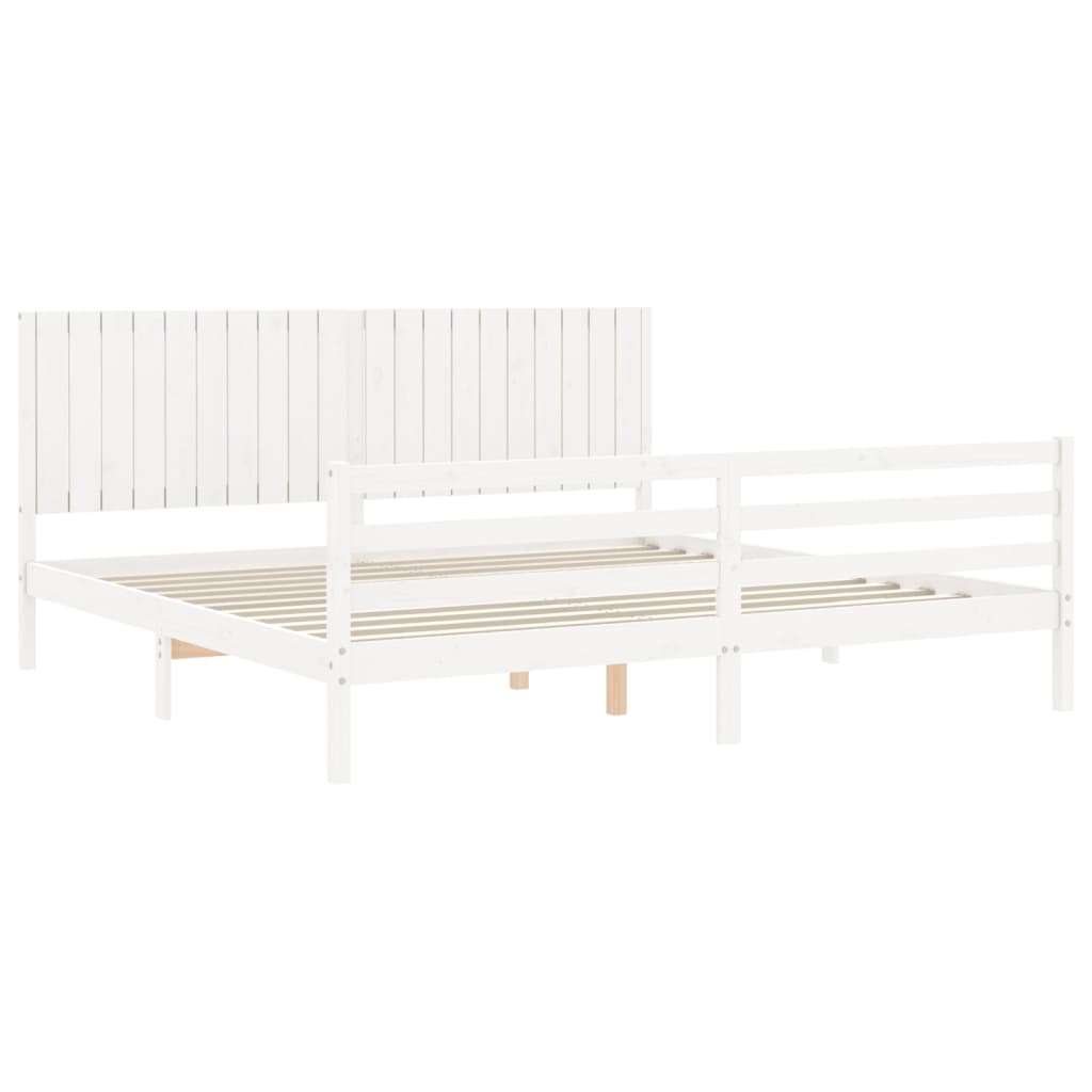 sengeramme med sengegavl 200x200 cm massivt træ hvid
