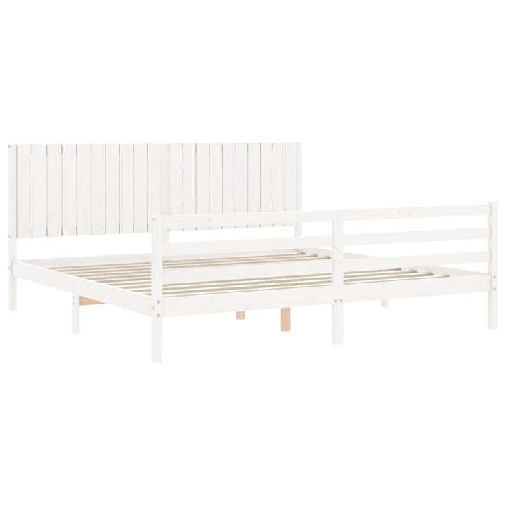 sengeramme med sengegavl 200x200 cm massivt træ hvid