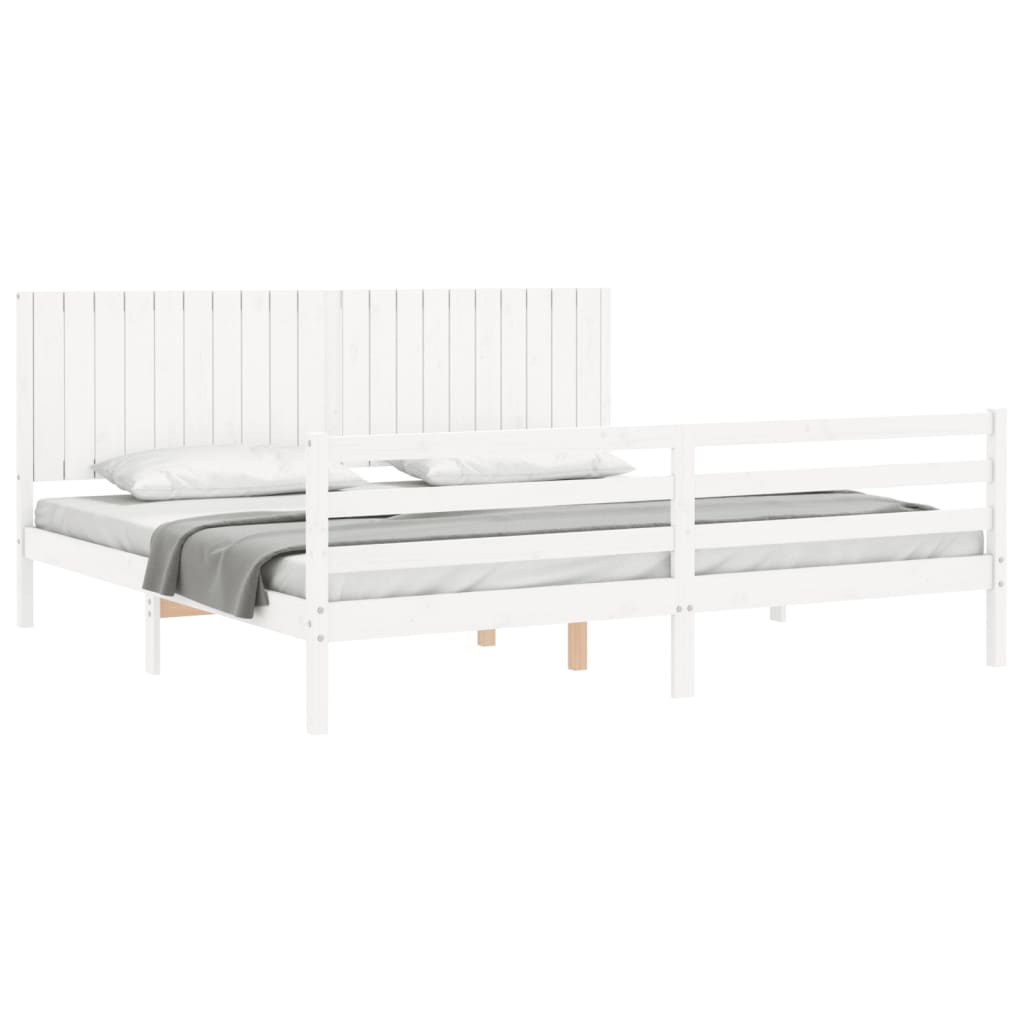 sengeramme med sengegavl 200x200 cm massivt træ hvid
