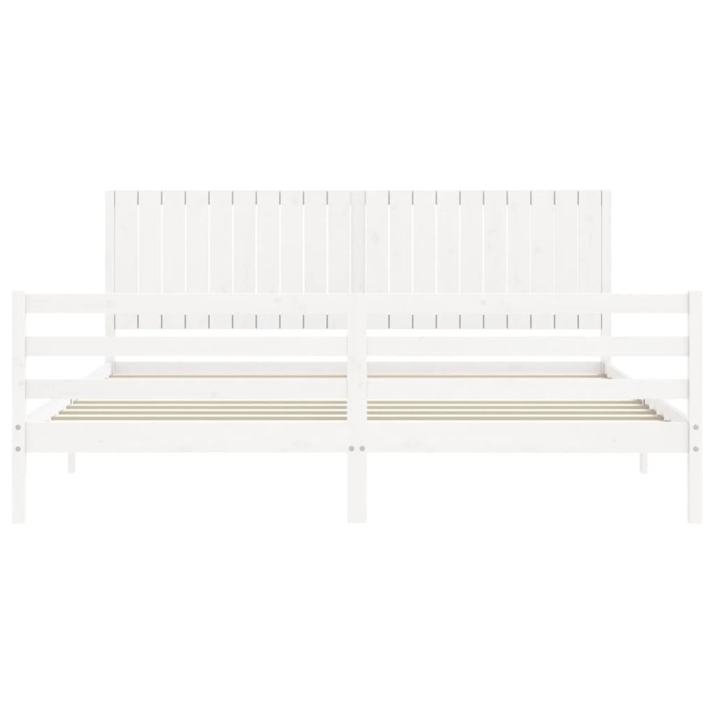 sengeramme med sengegavl 200x200 cm massivt træ hvid