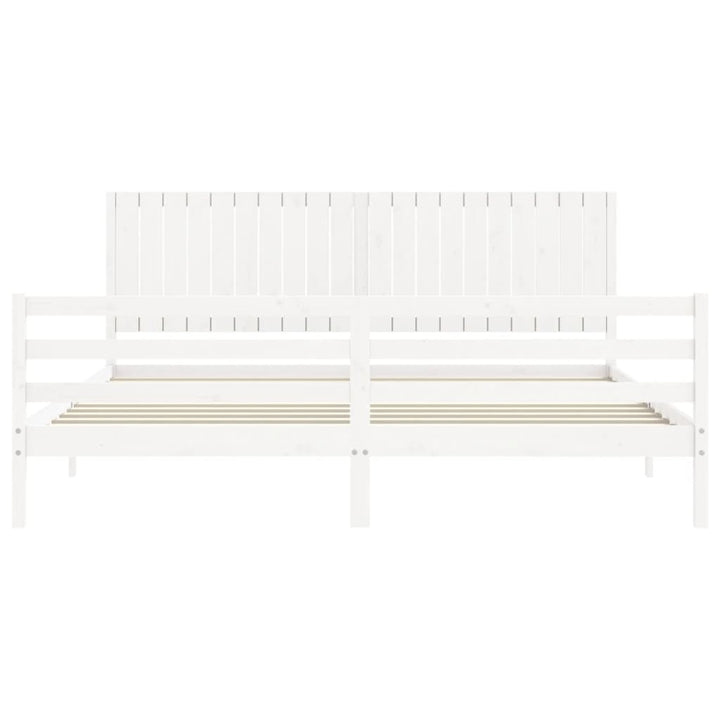 sengeramme med sengegavl 200x200 cm massivt træ hvid