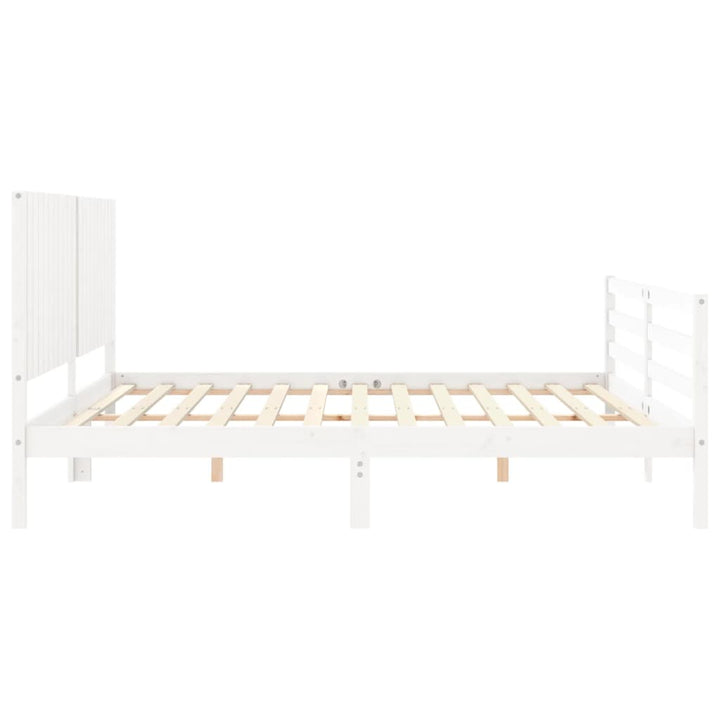 sengeramme med sengegavl 200x200 cm massivt træ hvid