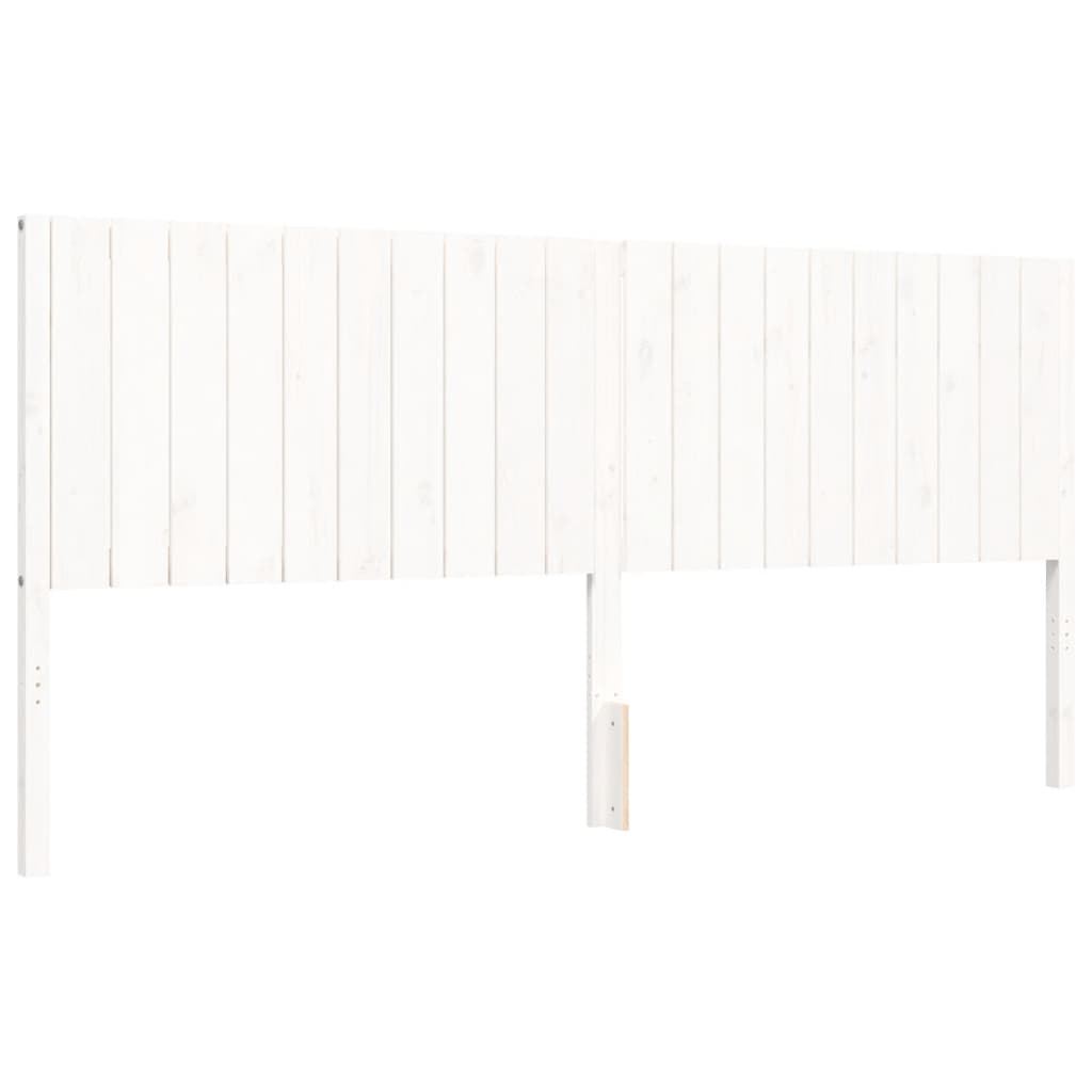 sengeramme med sengegavl 200x200 cm massivt træ hvid