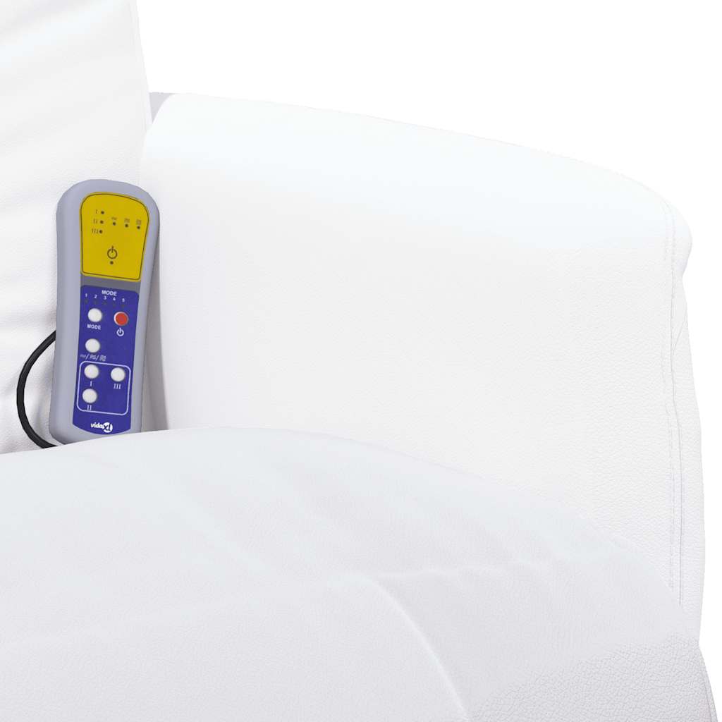 massagestol med fodstøtte kunstlæder hvid