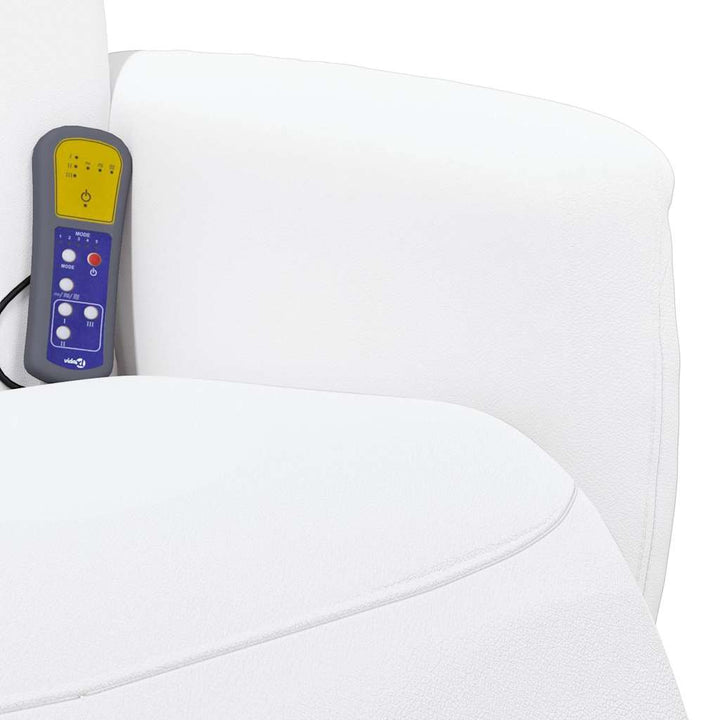 massagestol med fodstøtte kunstlæder hvid