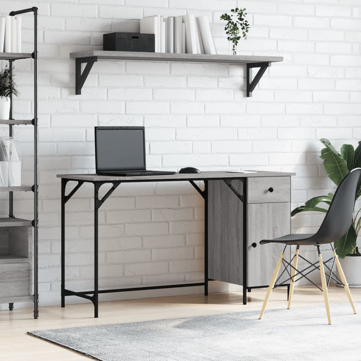 computerbord 131x48x75 cm konstrueret træ grå sonoma-eg