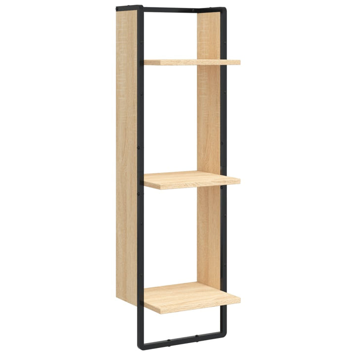 vægreol med 3 hylder 30x25x100 cm konstrueret træ sonoma-eg