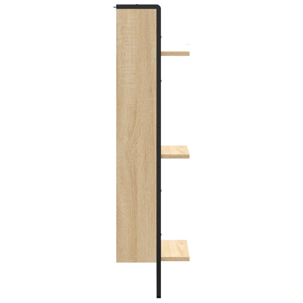 vægreol med 3 hylder 30x25x100 cm konstrueret træ sonoma-eg