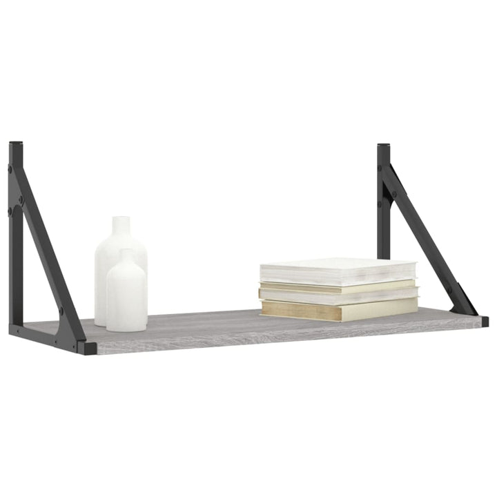 væghylder 2 stk. 60x25x25,5 cm konstrueret træ grå sonoma-eg