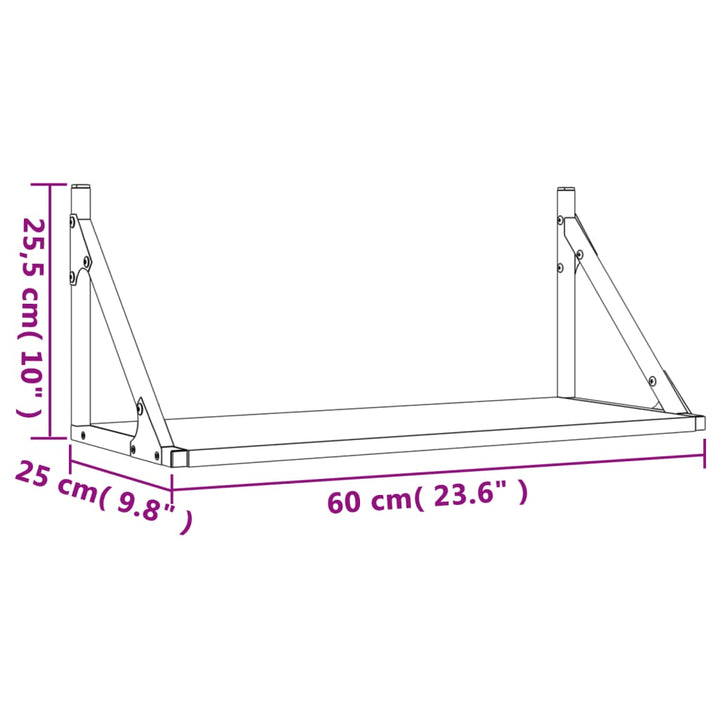 væghylder 2 stk. 60x25x25,5 cm konstrueret træ grå sonoma-eg