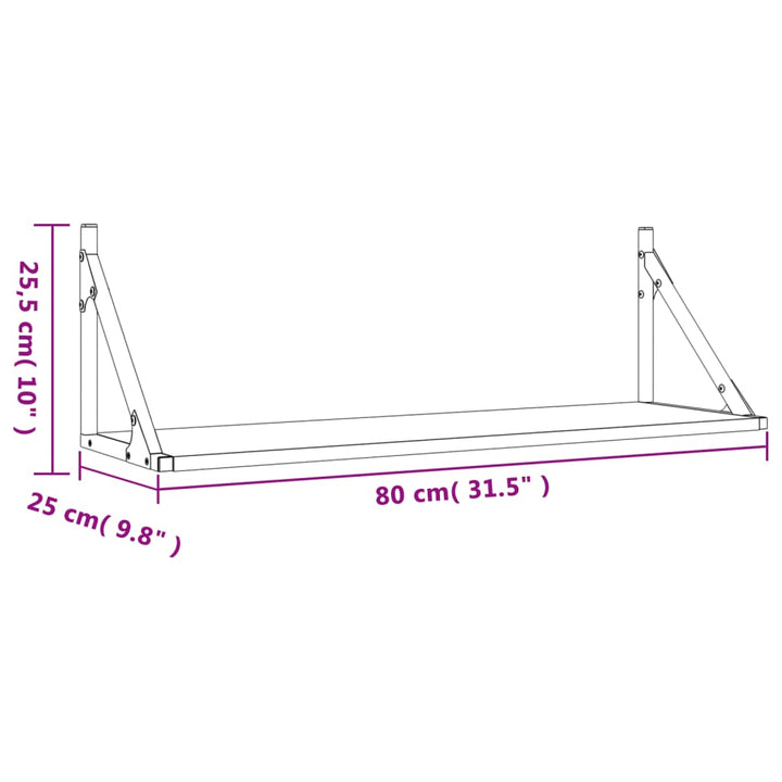 væghylder 2 stk. Sonoma eg 80x25x25,5 cm konstrueret træ