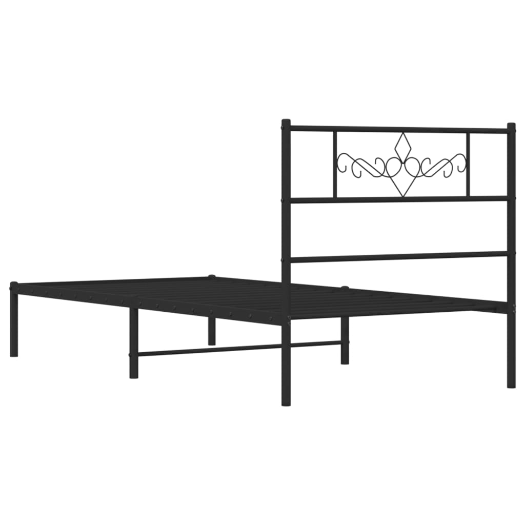 sengeramme med sengegavl 90x200 cm metal sort