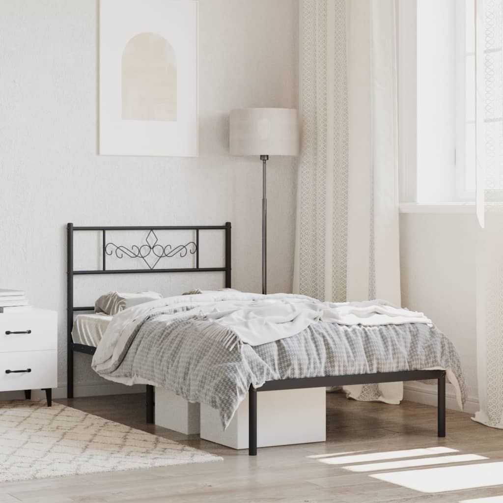sengeramme med sengegavl 90x200 cm metal sort