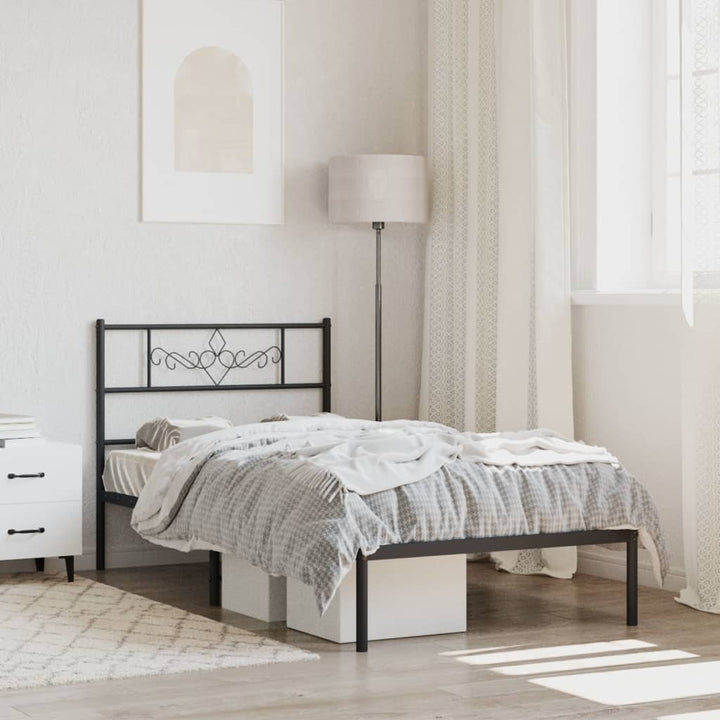 sengeramme med sengegavl 90x200 cm metal sort
