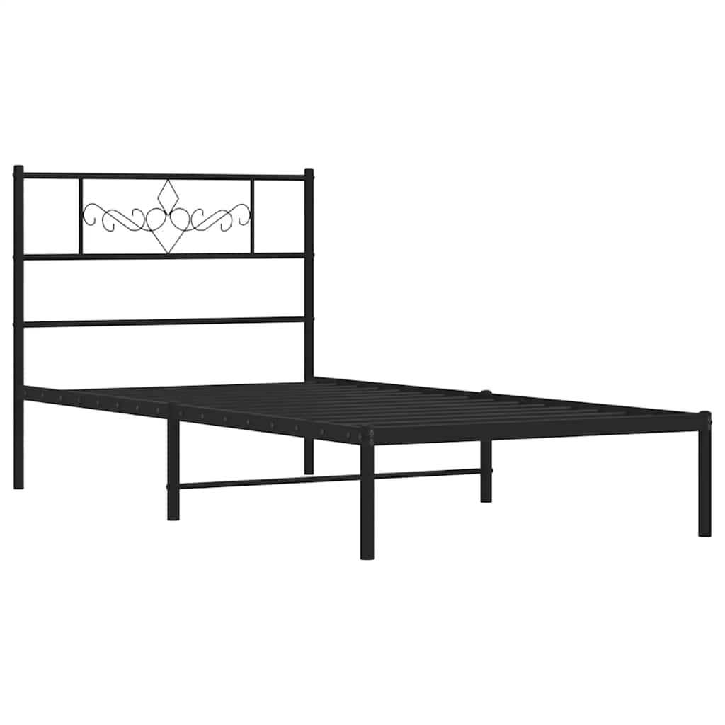 sengeramme med sengegavl 100x190 cm metal sort