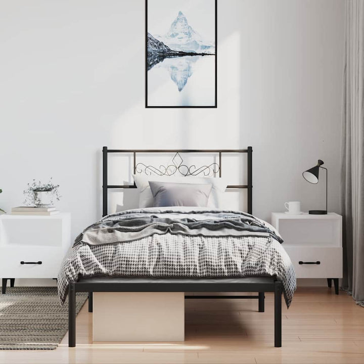 sengeramme med sengegavl 100x190 cm metal sort
