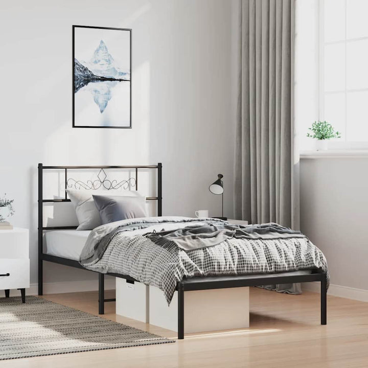 sengeramme med sengegavl 100x190 cm metal sort
