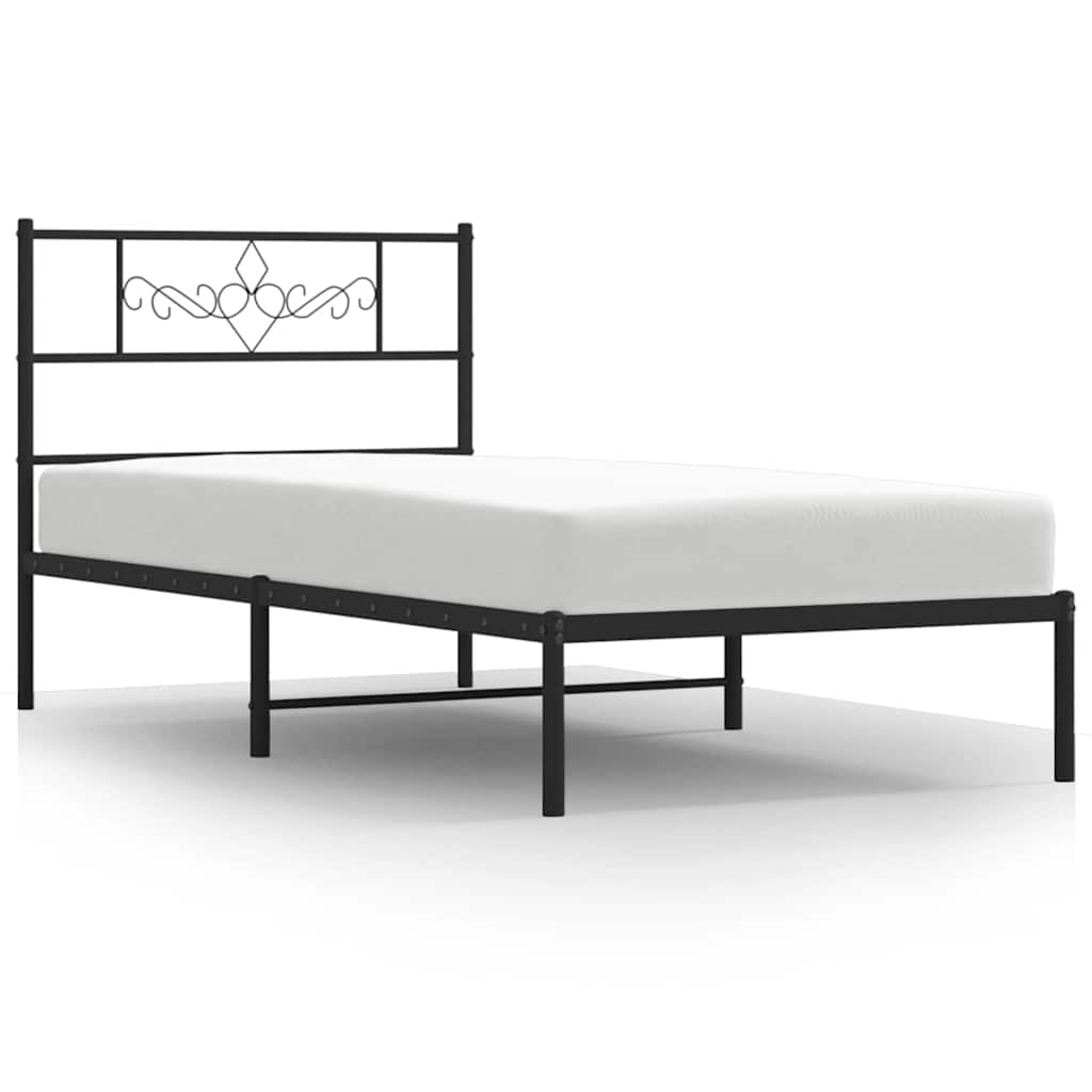 sengeramme med sengegavl 100x200 cm metal sort