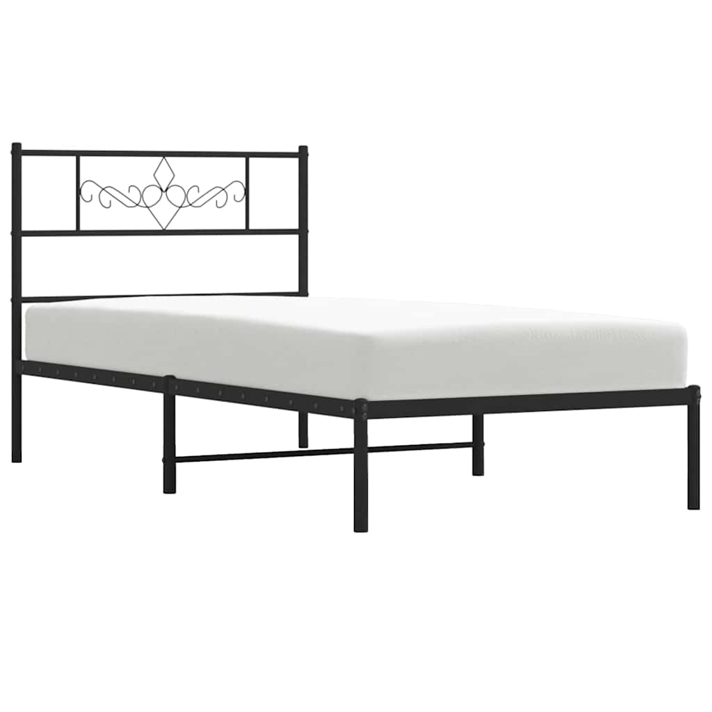 sengeramme med sengegavl 100x200 cm metal sort
