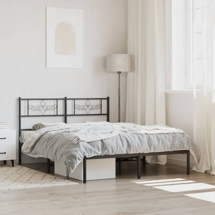 sengeramme med sengegavl 160x200 cm metal sort