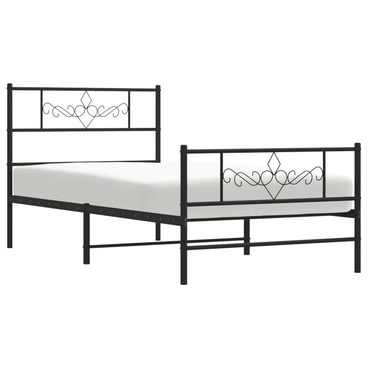 sengeramme med sengegavl og fodgærde 75x190 cm metal sort