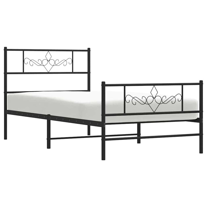 sengeramme med sengegavl og fodgærde 100x190 cm metal sort