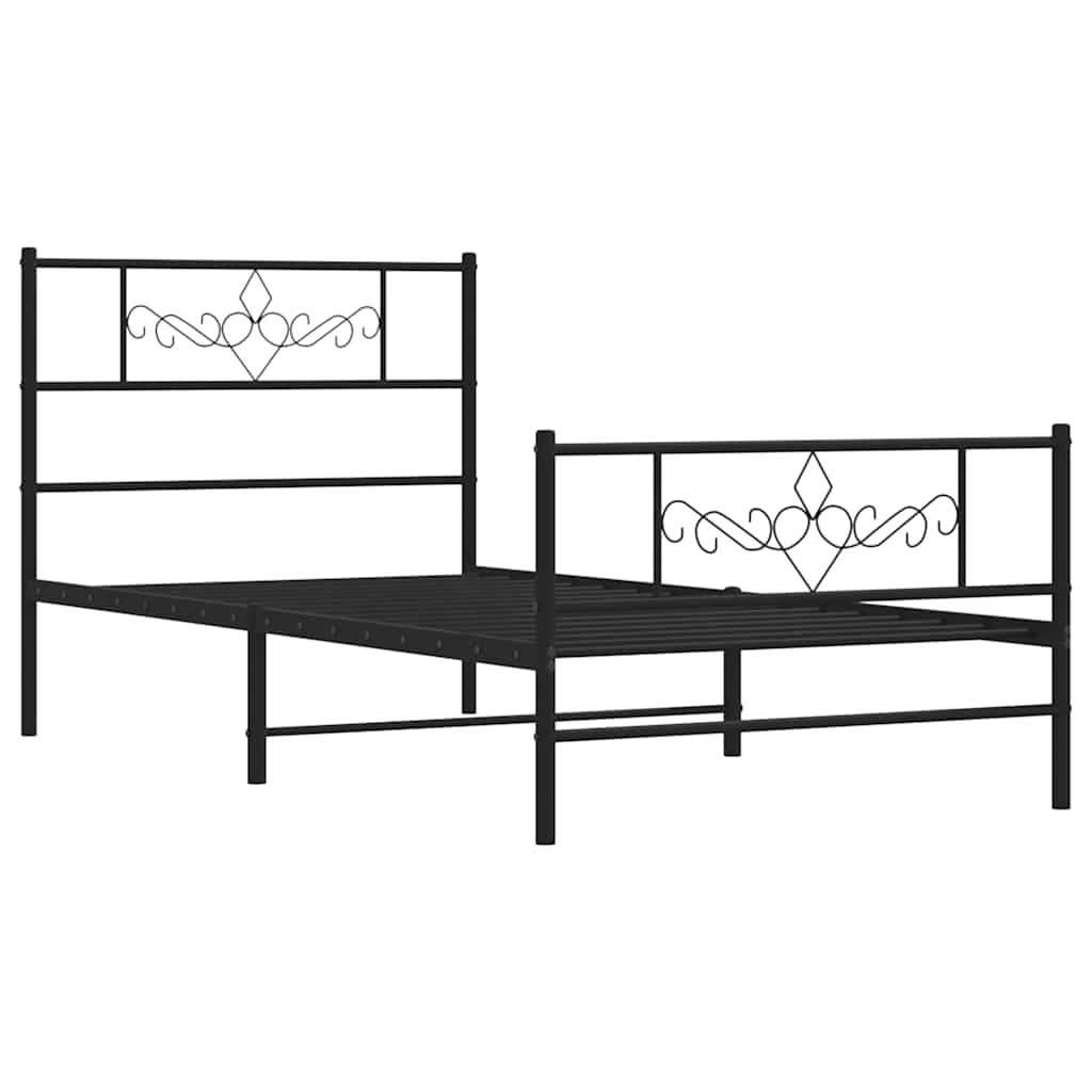 sengeramme med sengegavl og fodgærde 100x200 cm metal sort