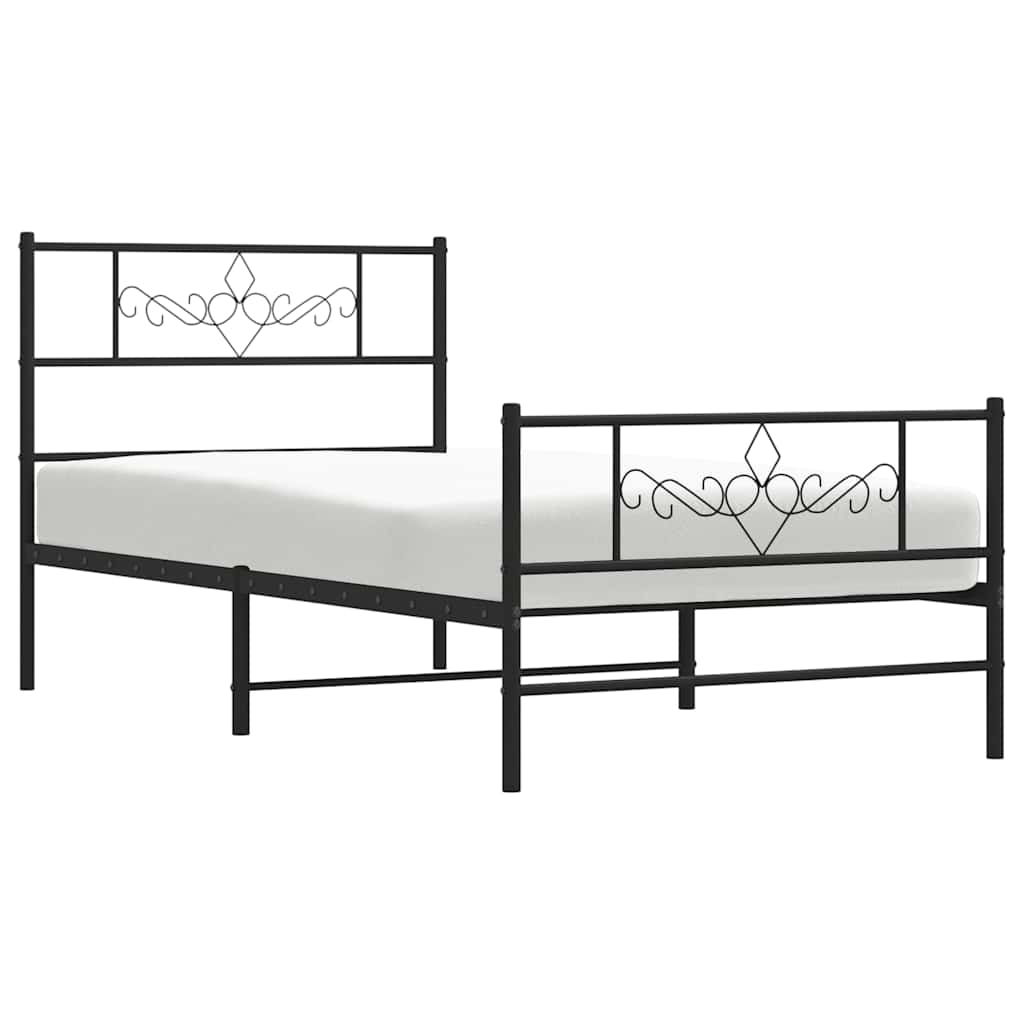 sengeramme med sengegavl og fodgærde 100x200 cm metal sort