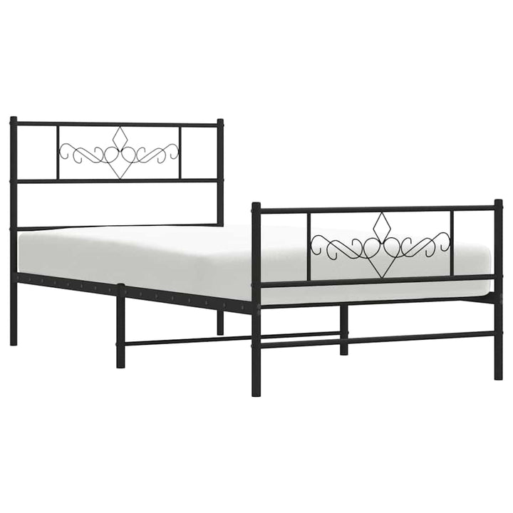 sengeramme med sengegavl og fodgærde 100x200 cm metal sort