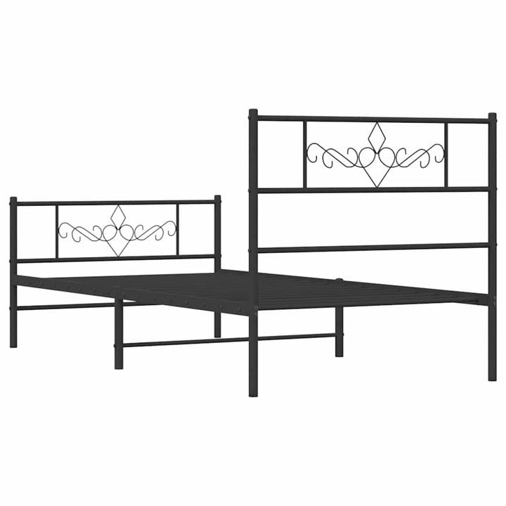 sengeramme med sengegavl og fodgærde 100x200 cm metal sort