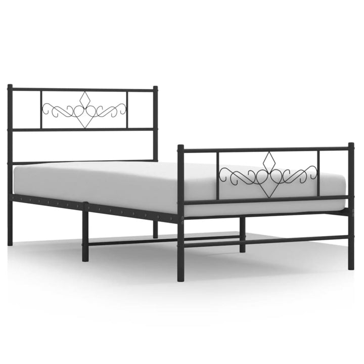 sengeramme med sengegavl og fodgærde 107x203 cm metal sort