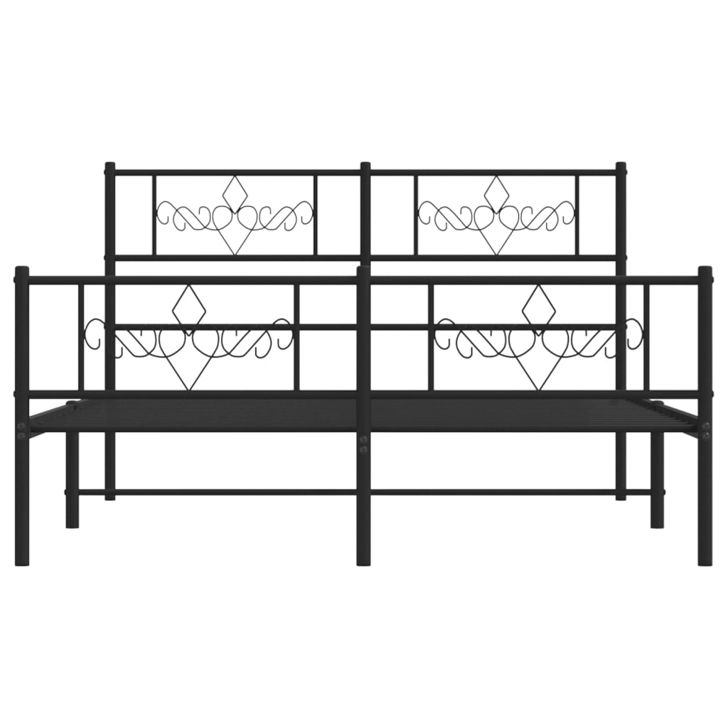 sengeramme med sengegavl og fodgærde 120x190 cm metal sort