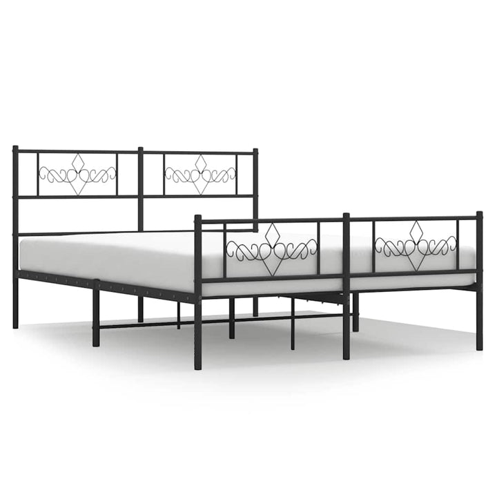 sengeramme med sengegavl og fodgærde 135x190 cm metal sort