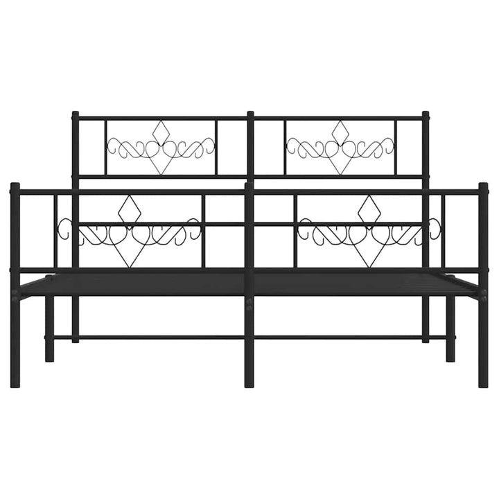 sengeramme med sengegavl og fodgærde 135x190 cm metal sort