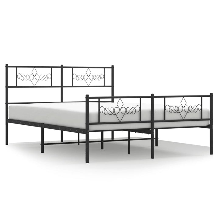 sengeramme med sengegavl og fodgærde 140x190 cm metal sort