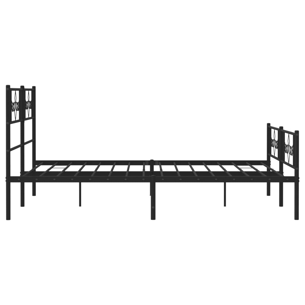 sengeramme med sengegavl og fodgærde 140x200 cm metal sort