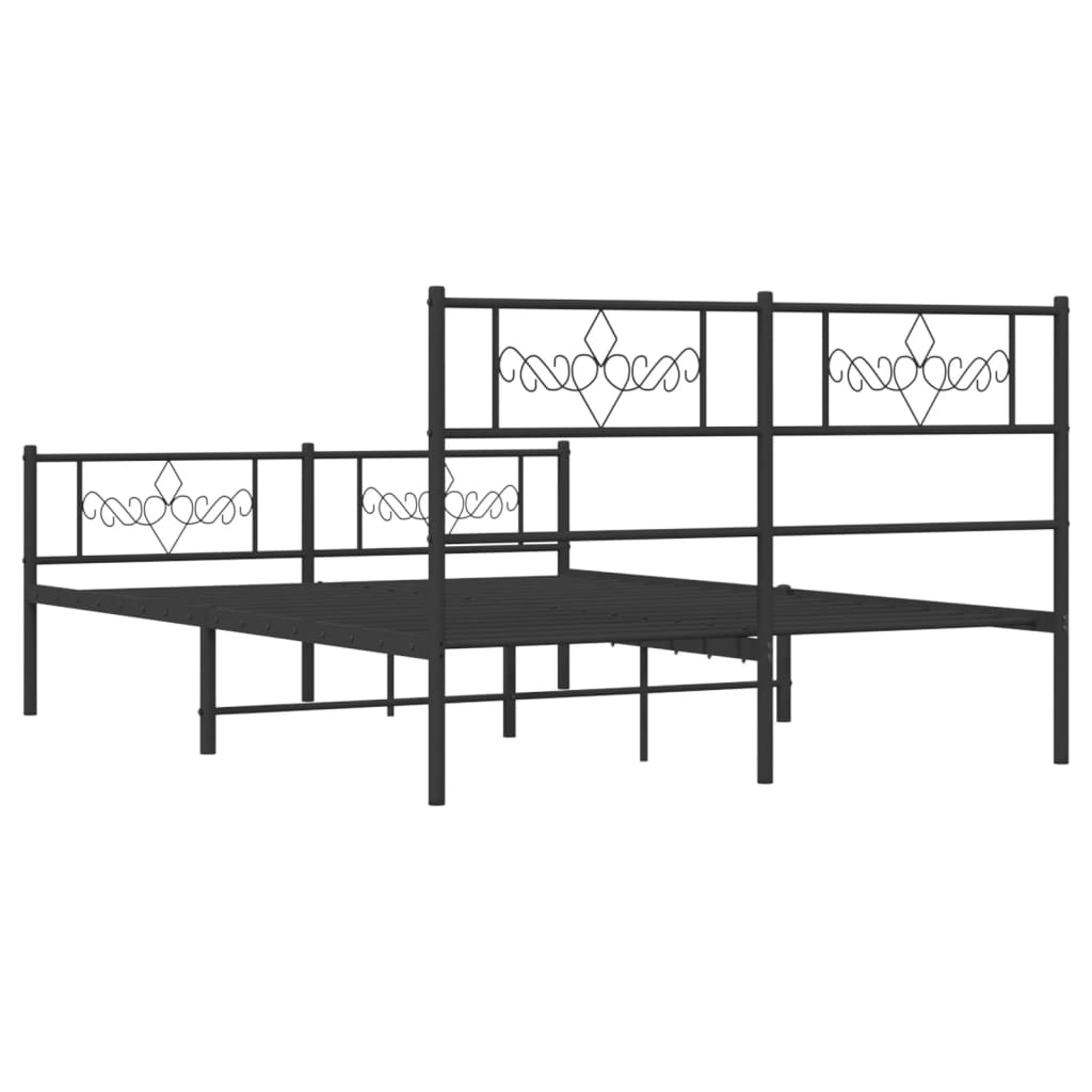 sengeramme med sengegavl og fodgærde 140x200 cm metal sort