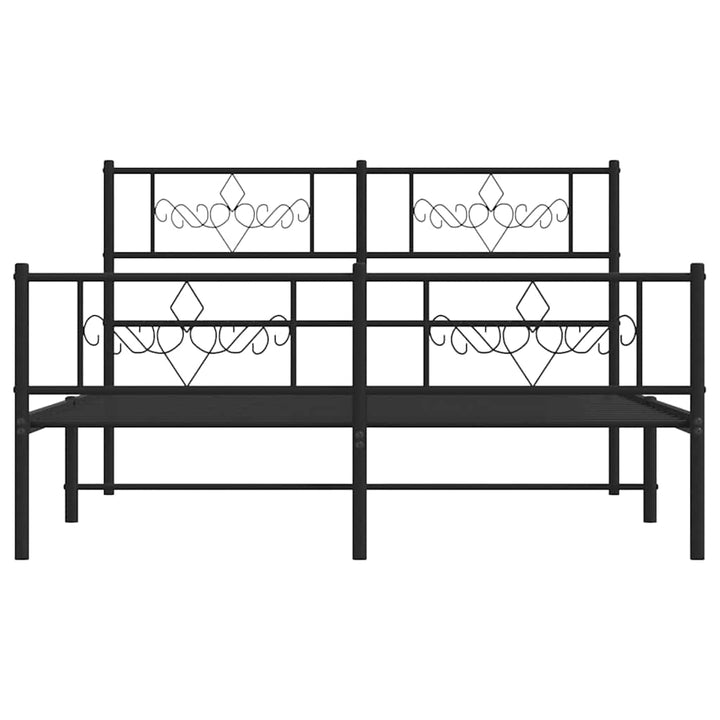 sengeramme med sengegavl og fodgærde 150x200 cm metal sort