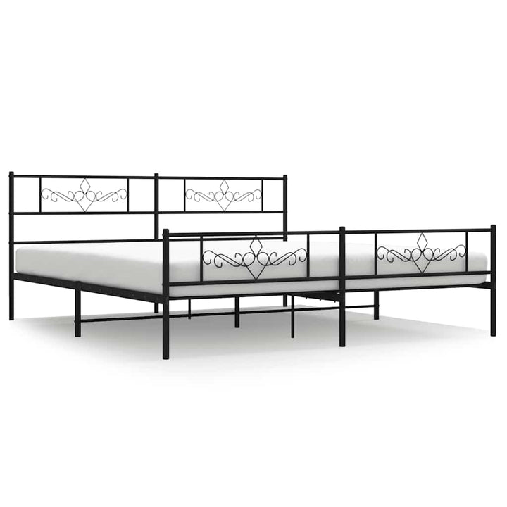 sengeramme med sengegavl og fodgærde 183x213 cm metal sort