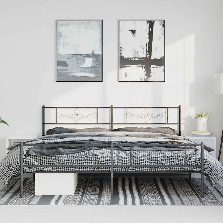 sengeramme med sengegavl og fodgærde 183x213 cm metal sort