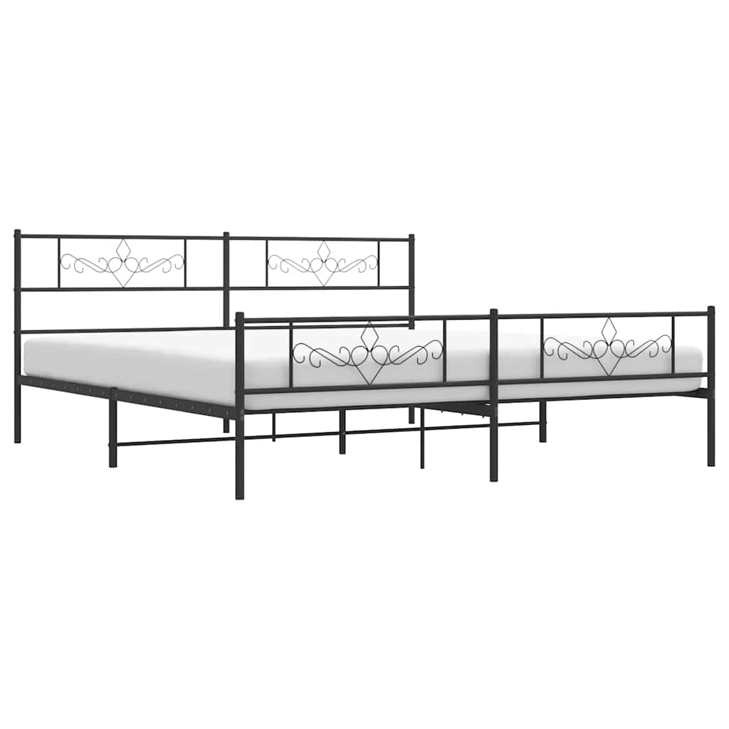 sengeramme med sengegavl og fodgærde 183x213 cm metal sort