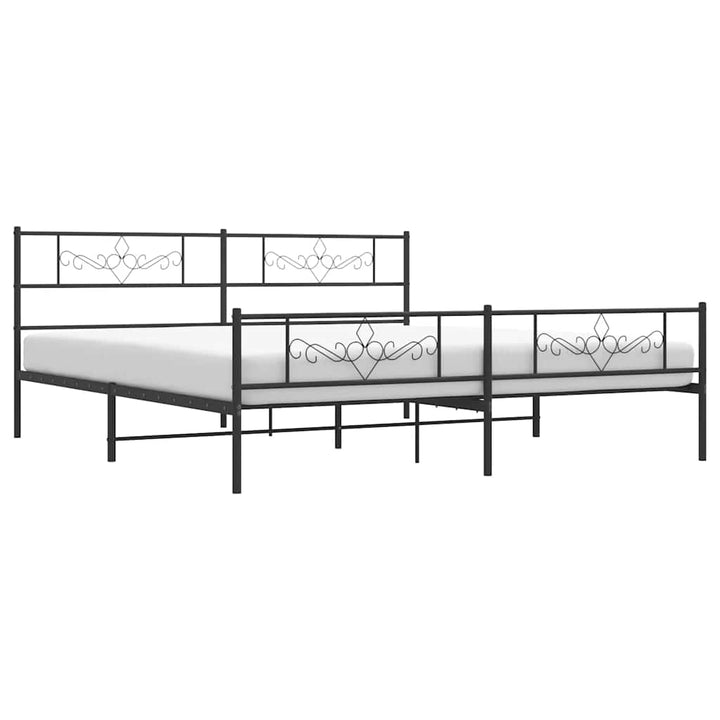 sengeramme med sengegavl og fodgærde 183x213 cm metal sort