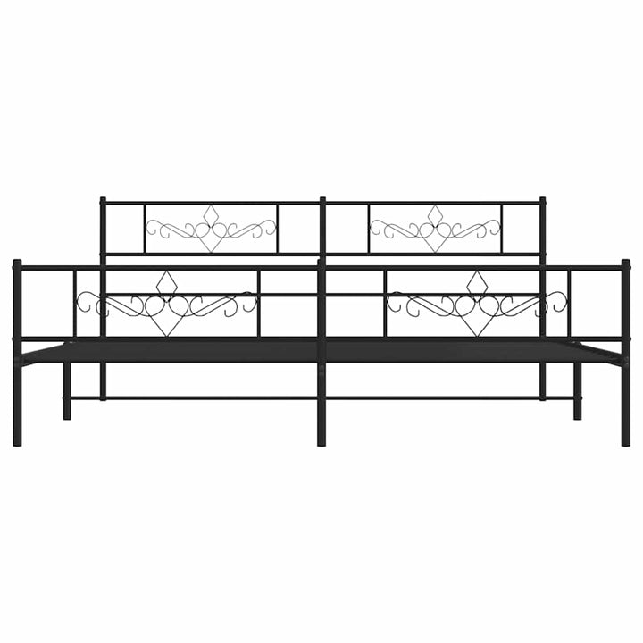 sengeramme med sengegavl og fodgærde 183x213 cm metal sort