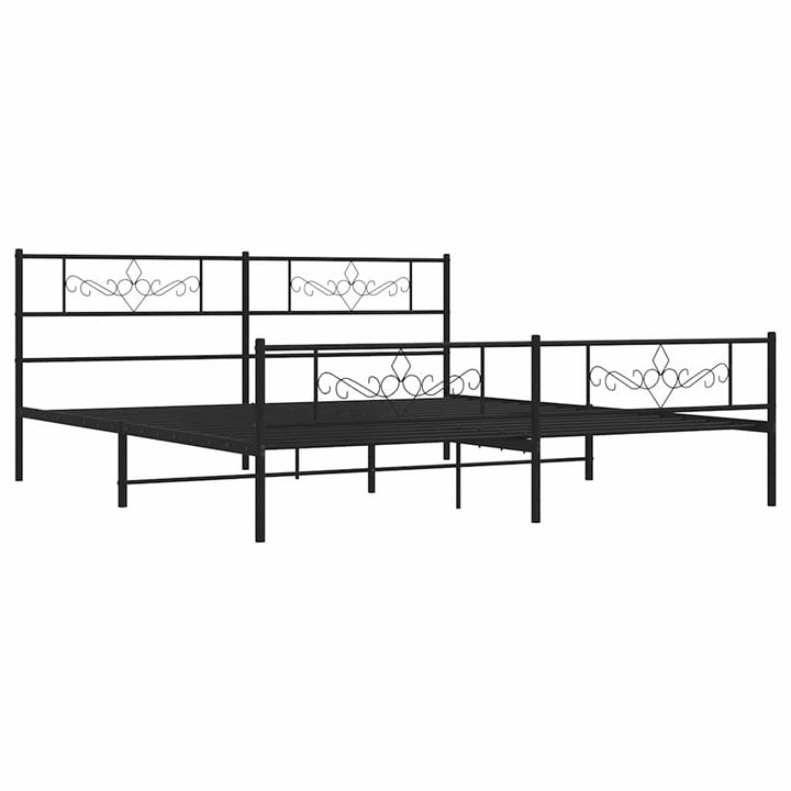 sengeramme med sengegavl og fodgærde 193x203 cm metal sort