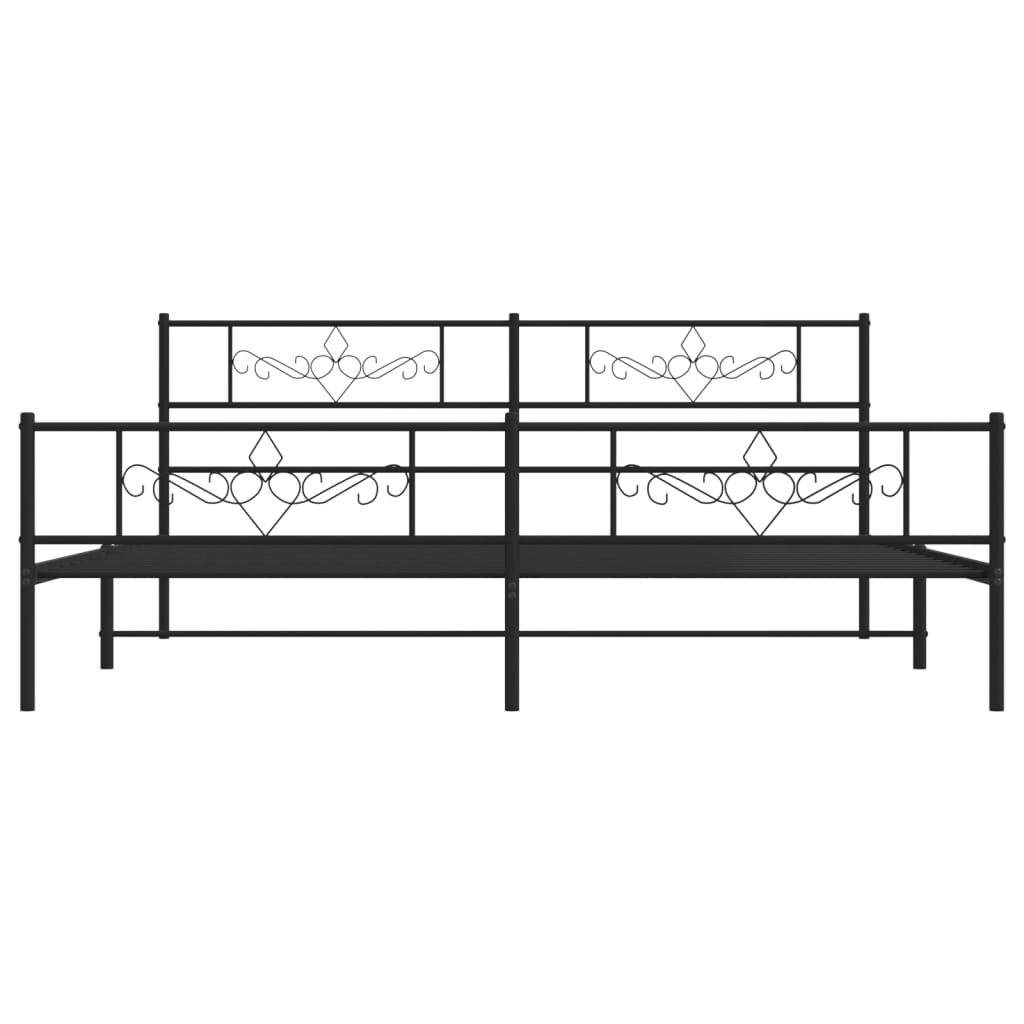 sengeramme med sengegavl og fodgærde 200x200 cm metal sort